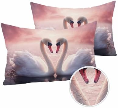 Waterproof Pillow Protector 2 Pack Love Swan Heart Design