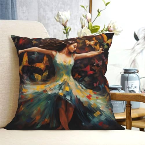 Ogniwo Girl Dance Butterfly Pillow Soft 12x12 Inch Cushion Cover