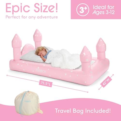 FUNBOY Kids Pink Castle Air Mattress with Travel Bag 1