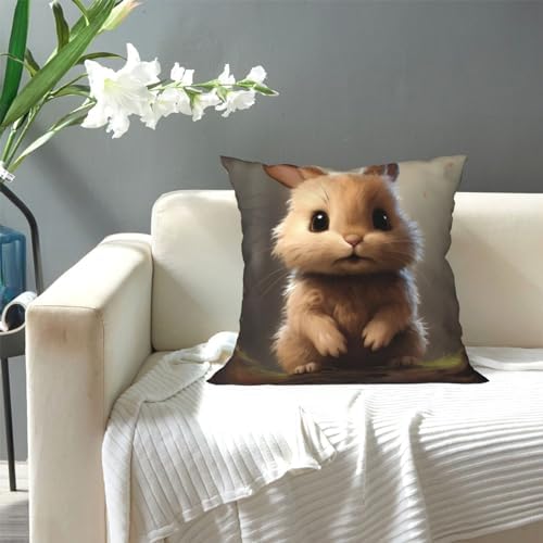 Ogniwo Cute Bunny Throw Pillow 12x12 Inch Soft Square Cushion Case