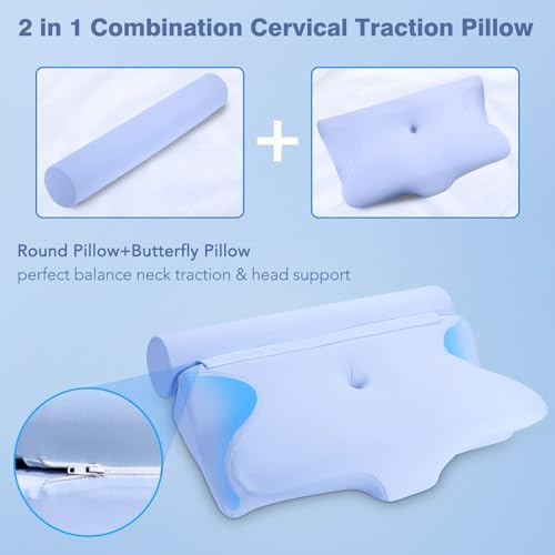 Ocuuziisu 2-in-1 Neck Cervical Pillow with Cooling Pillowcase
