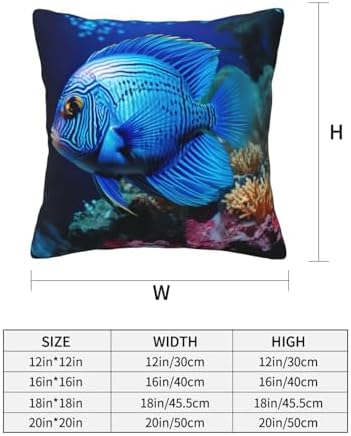 Ogniwo Blue Ocean Fish Throw Pillow 12x12 Inch