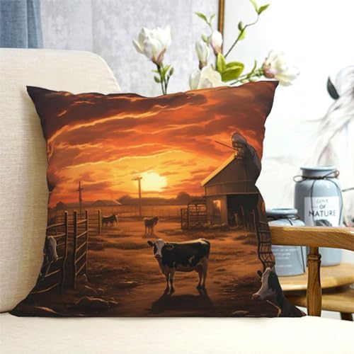Ogniwo Cattle Farm Sanctuary Throw Pillow 12x12 Inch