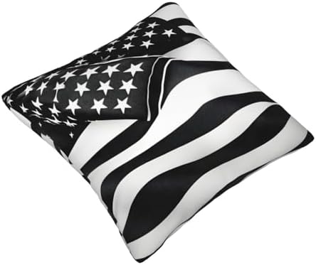 Black and White American Flag Throw Pillow 12x12 Inch