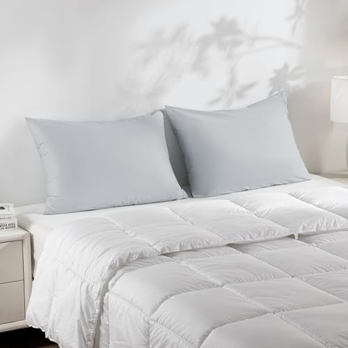 JELLYMONI Waterproof Pillow Protectors - 20 x 26 Set of 2 Light Grey