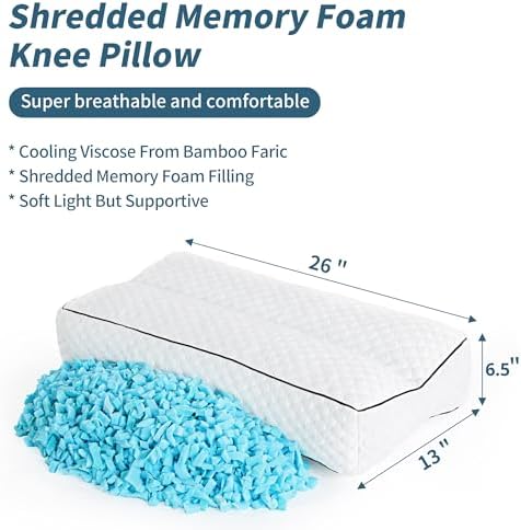 HOMBYS Shredded Memory Foam Leg Pillow for Side Sleepers
