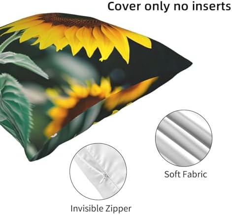 Ogniwo Fresh Sunflower Throw Pillow 12x12 Inch Soft Square Cushion Case