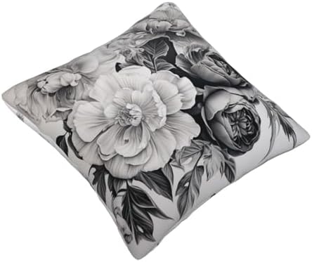 Ogniwo Floral Graphite Throw Pillow 12x12 Inch Soft Square Cushion Cover