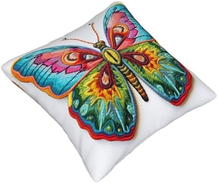 Ogniwo Embroidery Butterfly Throw Pillow Soft 12x12 Inch Cushion Case