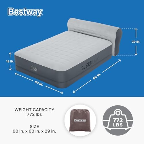 SleepLux Queen Air Mattress with Headboard and USB Charger