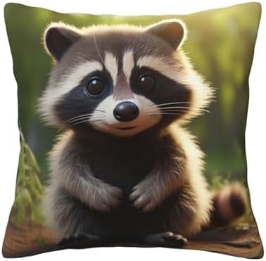 Ogniwo Cute Raccoon Throw Pillow 12x12 Inch 1