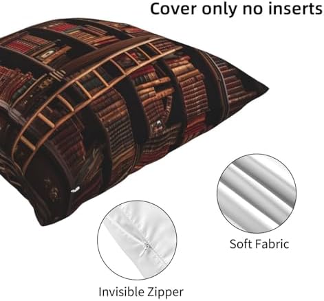 Ogniwo Library Bookshelf Throw Pillow 12x12 Inch Soft Square Cushion Case
