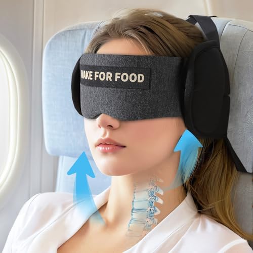 ARLIKSI Travel Pillow with Eye Mask for Airplanes 360 Head Support