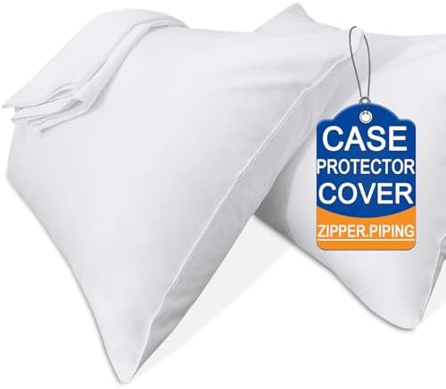 Precoco White Pillow Cases Set of 4 100 Cotton Cooling Covers