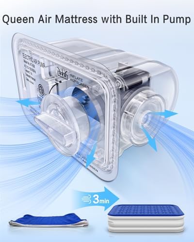 Xsleep Queen Air Mattress with Built in Pump 16 Raised