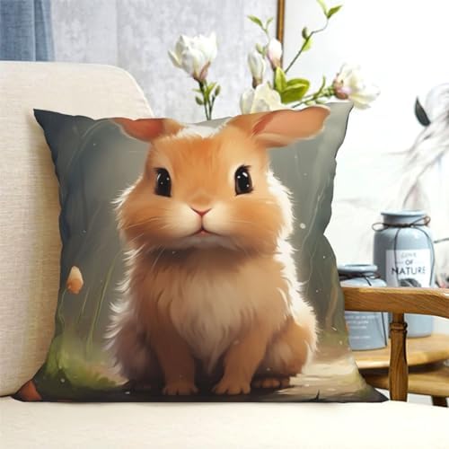 Cute Bunny Throw Pillow 12x12 Inch