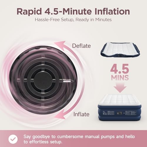 Queen Air Mattress with Built-in Pump Quilted Topper