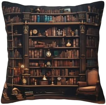 Ogniwo Library Bookshelf Throw Pillow 12x12 Inch