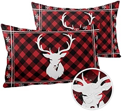 Waterproof Pillow Protector 2 Pack with Zipper and Snowflake Design