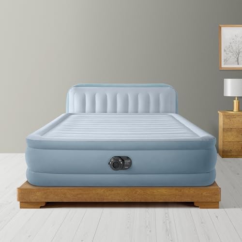 Intex Dura-Beam Deluxe Plush Air Mattress with Headboard Queen 600lb