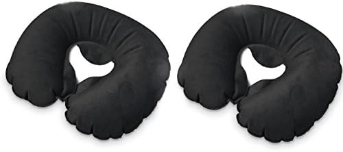 2 Pack Inflatable Neck Pillow for Head Neck Support Black
