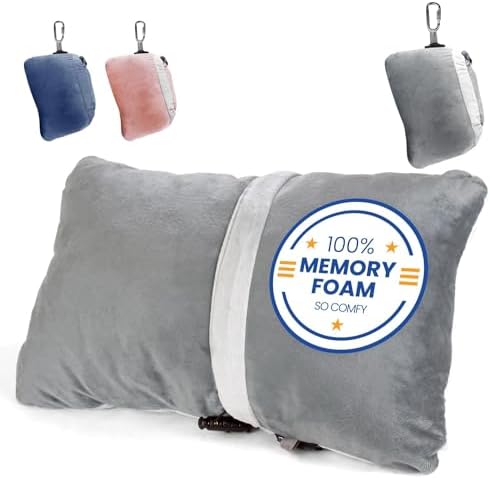 CT Travel Pillow with Memory Foam and Fleece - Compact and Comfortable