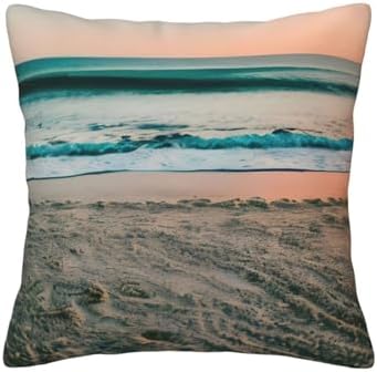 Ogniwo Beach Sunset Throw Pillow 12x12 Inch Soft Square Cushion Cover
