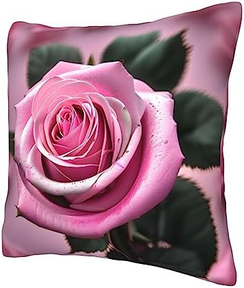 Ogniwo Pink Rose Throw Pillow 12x12 Inch Soft Square Cushion Cover