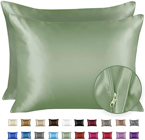 BLISSFORD Satin Pillowcase Set of 2 Sage Green - King Size
