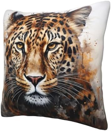 Leopard Print Throw Pillow - 12x12 Inch Soft Cushion Cover