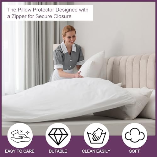 Shimeyao 24 Pcs Zippered Pillow Protectors White Standard Size