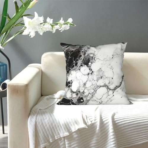 Ogniwo Black White Marble Throw Pillow 12x12 Inch