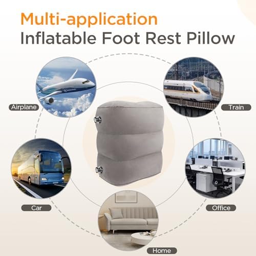 HOMCA Inflatable Travel Foot Rest Pillow 2-Pack Adjustable