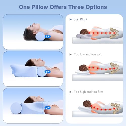 Ocuuziisu 2-in-1 Neck Cervical Pillow with Cooling Pillowcase