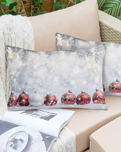 Waterproof Pillow Protector 2 Pack - White Snow Pine Needles Design