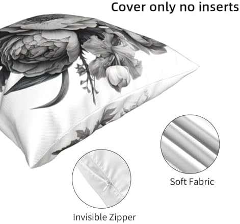 Floral Graphite Throw Pillow 12x12 Inch