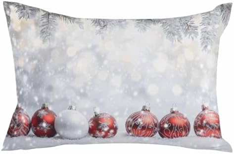 Waterproof Pillow Protector 2 Pack - White Snow Pine Needles Design