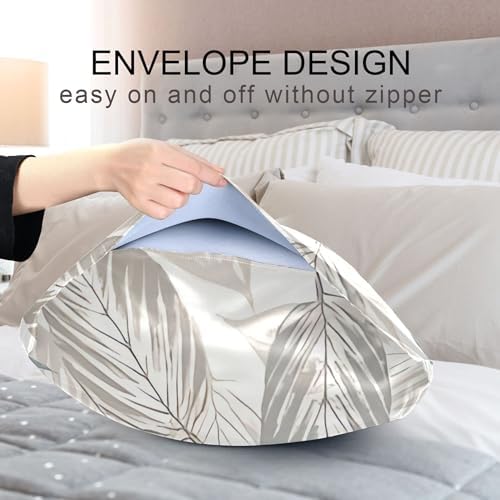 TSENQUE Abstract Leaves Sateen Pillow Cases for Hair and Cooling
