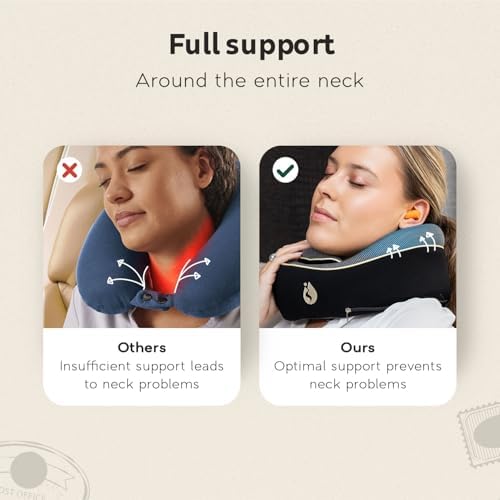 TRAVARA Travel Pillow with 360 Memory Foam Support