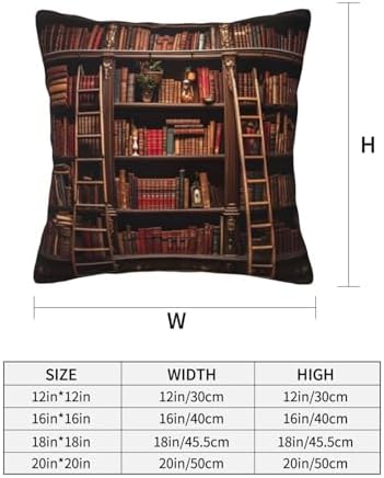 Ogniwo Library Bookshelf Throw Pillow 12x12 Inch Soft Square Cushion Case