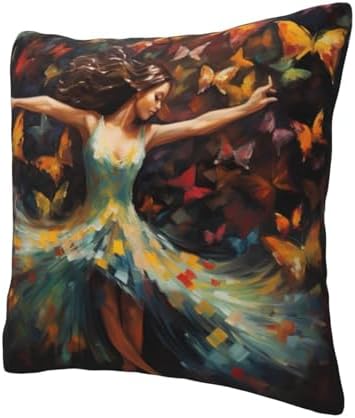 Ogniwo Girl Dance Butterfly Pillow Soft 12x12 Inch Cushion Cover