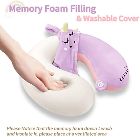 Unicorn Travel Pillow for Kids with Sleep Mask Earplugs