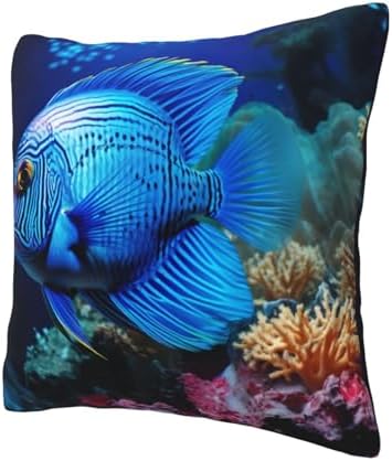 Ogniwo Blue Ocean Fish Throw Pillow 12x12 Inch
