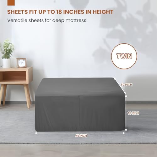 SULDUO Twin Air Mattress Sheet 18 Deep Gray