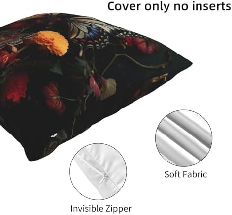 Ogniwo Butterfly Kissing Flowers Pillow Cover 12x12 Inch