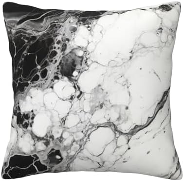 Ogniwo Black White Marble Throw Pillow 12x12 Inch