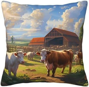 Ogniwo Cattle Farm Sanctuary Throw Pillow 12x12 Inch 1