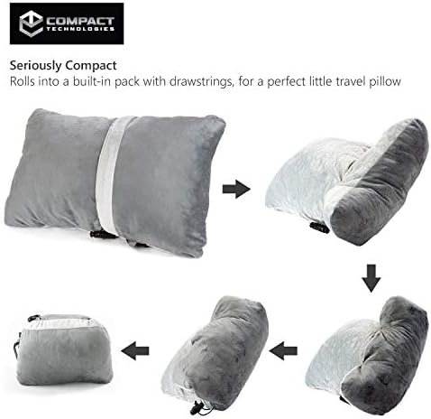 CT Travel Pillow with Memory Foam and Fleece - Compact and Comfortable
