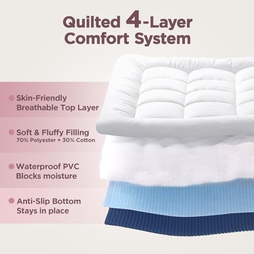 Queen Air Mattress with Built-in Pump Quilted Topper
