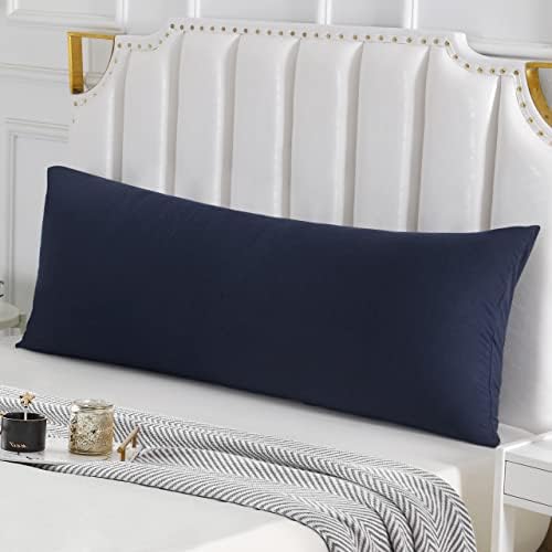 Oubonun 100 Jersey Cotton Body Pillow Cover with Zipper - Navy Blue 21x54